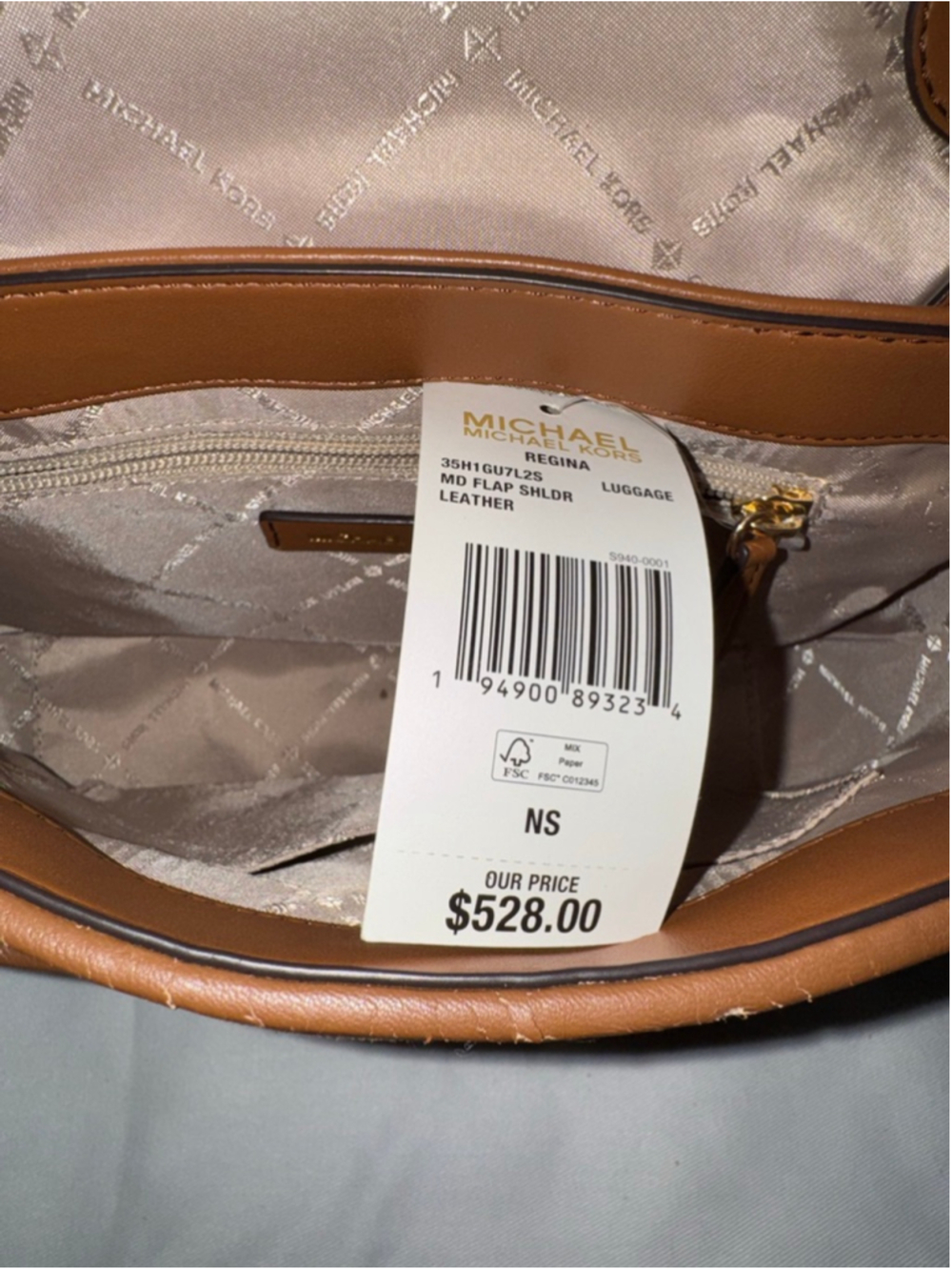 Michael Kors Regina Quilted Leather Flap Bag Brown Gold Chain Crossbody - Picture 4 of 7